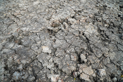 Cracked ground, cracked soil. texture of grungy dry cracking parched earth. Global worming effect. 