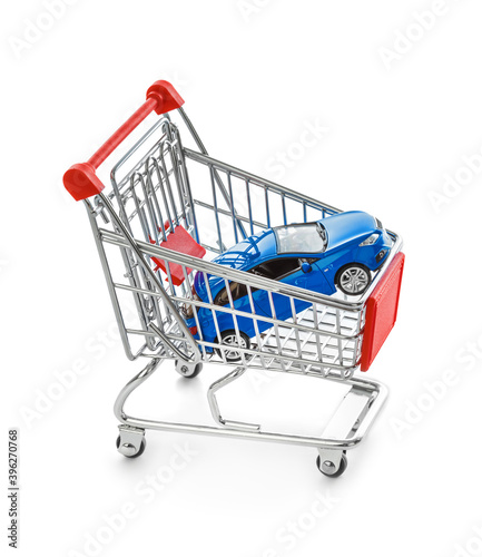 Toy car in shopping cart