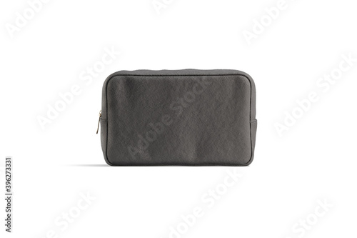 Blank black canvas cosmetic bag mockup, front view