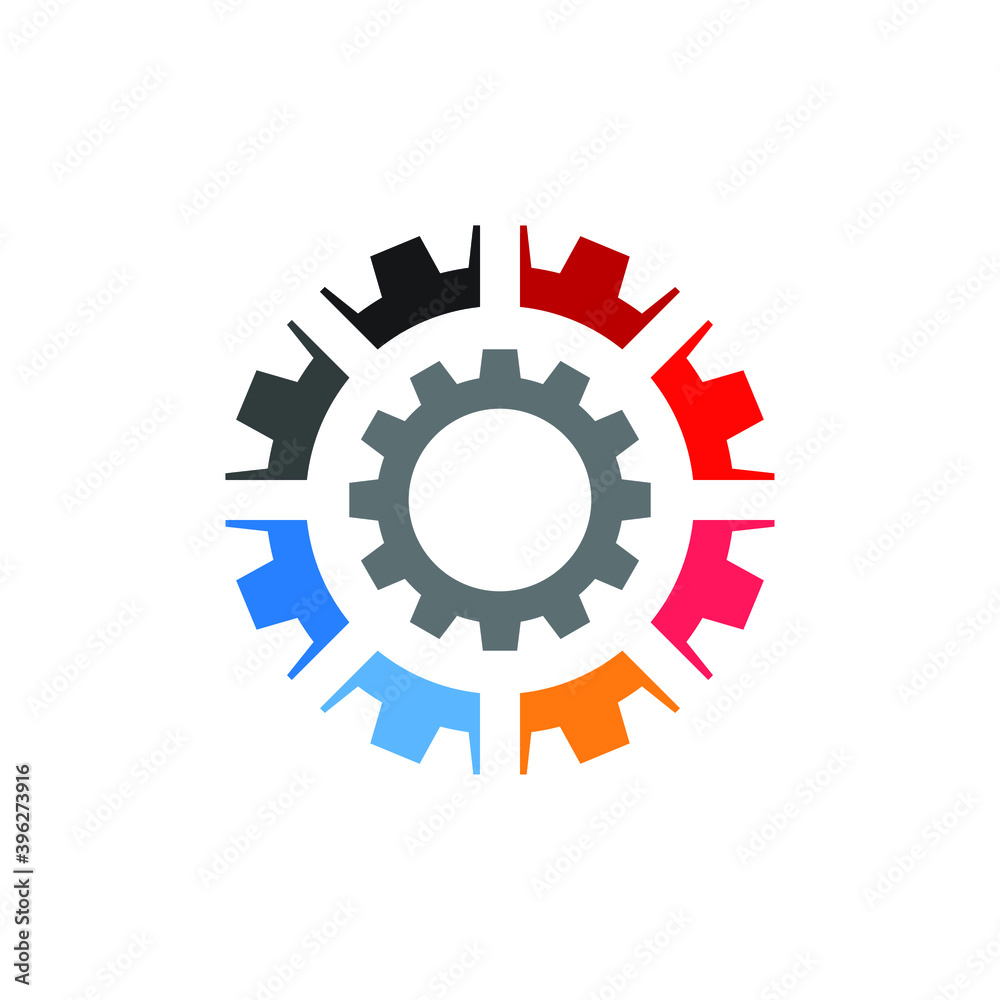 Gear Technology Vector Logo. Abstract Gear Tech Icon. Stock Illustration Gear Technology Vector Logo. Abstract Gear Tech Icon. Stock Illustration
