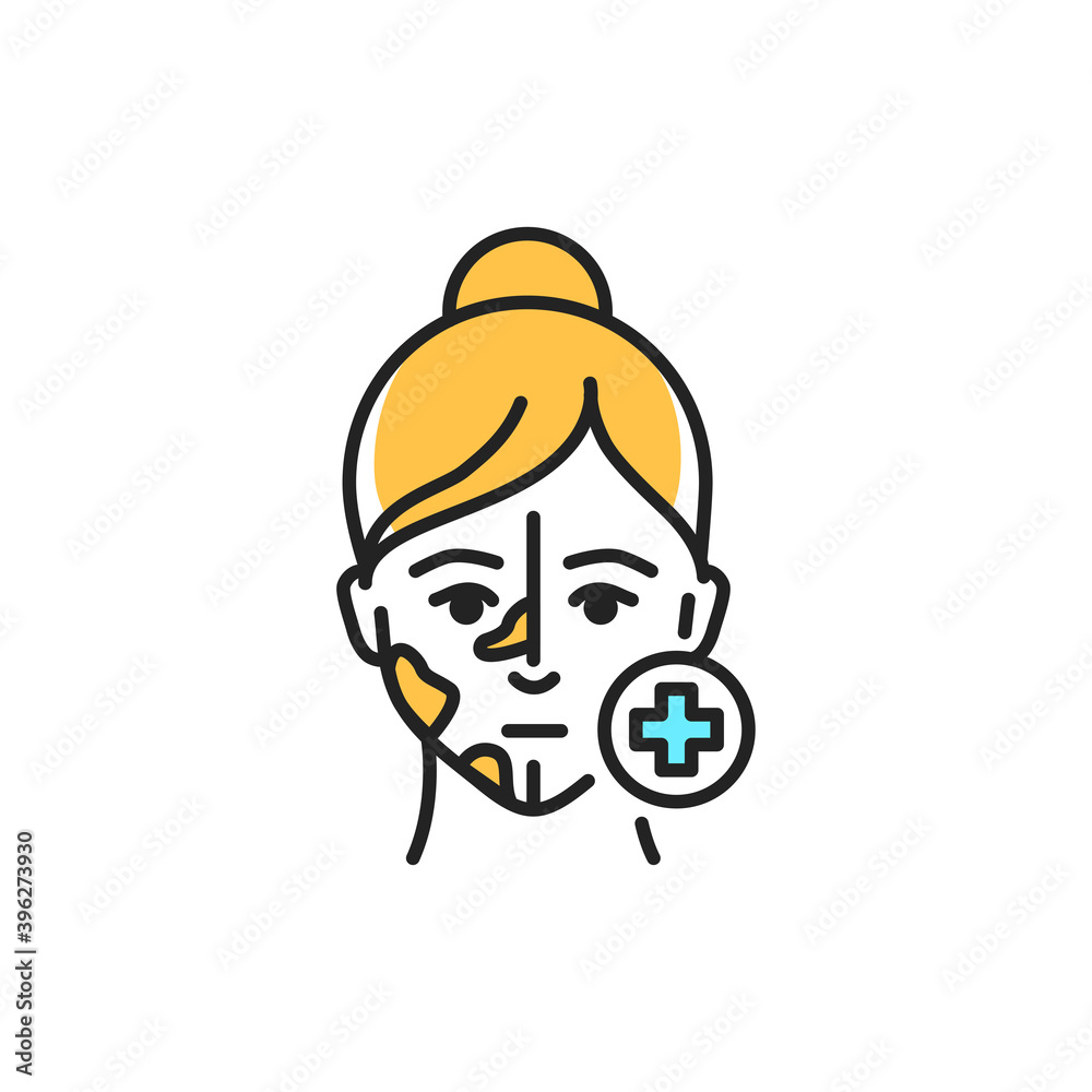 Treatment of age spots face color line icon. Pictogram for web page, mobile app, promo. Treatment of age spots face color line icon. Pictogram for web page, mobile app, promo.