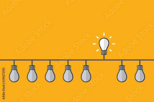 Think differently, standing out from the crowd. The graphic of a light bulb represents a business concept. New idea, change, trend, courage, creative solution, innovation and unique way.
