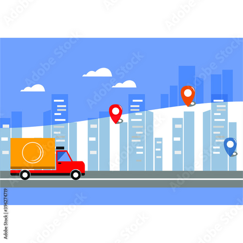 van and city and multiple navigation icons