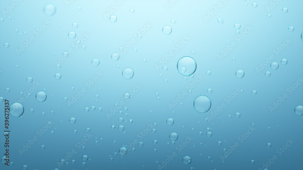 Air bubbles in the blue water.