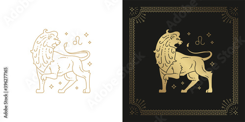 Zodiac leo horoscope sign line art silhouette design vector illustration photo