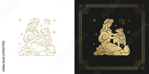 Zodiac virgo horoscope sign line art silhouette design vector illustration