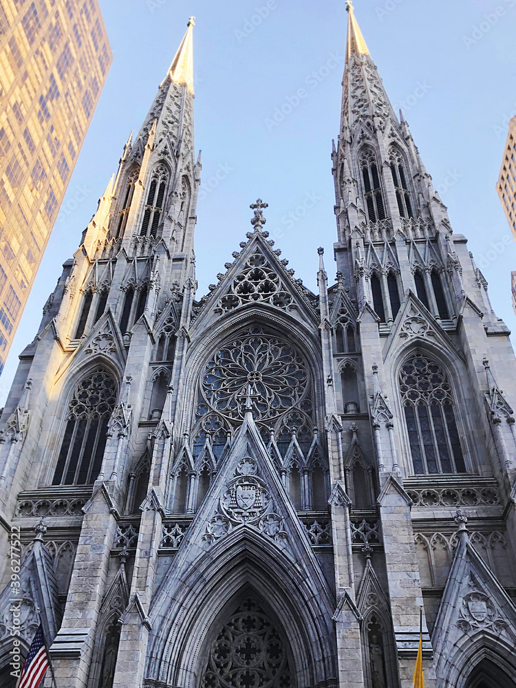NEW-YORK,UAS November 20,2020: Manhattan Trinity Church in New-York city, USA 