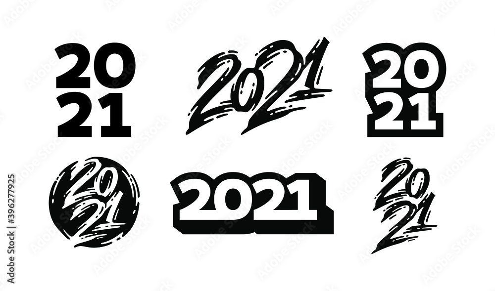 Big Set of Happy New Year logo text design number design template Collection of happy new year symbols Vector illustration with black labels isolated on white background Big Set of Happy New Year logo text design number design template Collection of happy new year symbols Vector illustration with black labels isolated on white background
