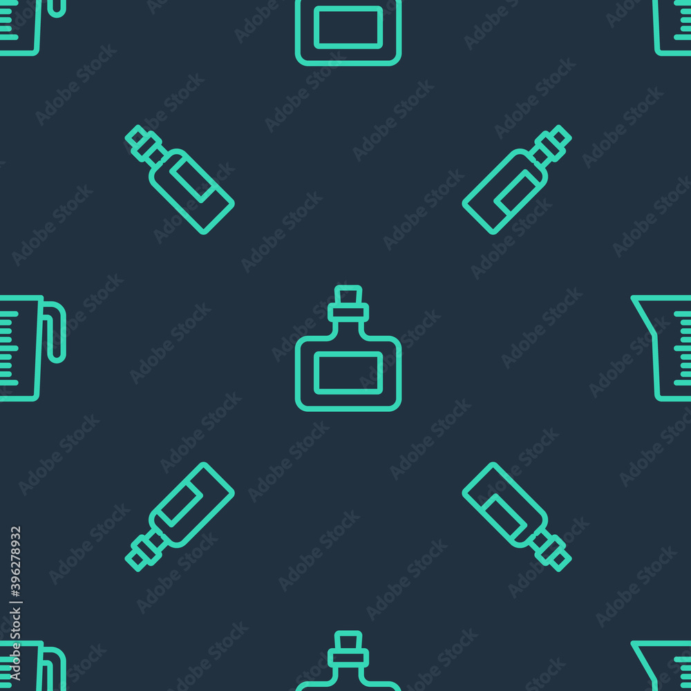 Set line Sauce bottle, Bottle of olive oil and Measuring cup on seamless pattern. Vector. Set line Sauce bottle, Bottle of olive oil and Measuring cup on seamless pattern. Vector.
