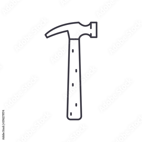 Hammer concept icon, linear isolated illustration, thin line vector, web design sign, outline concept symbol with editable stroke on white background.