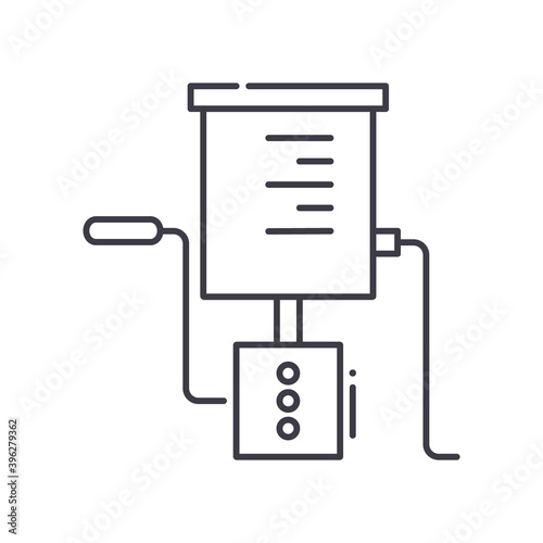Hand pump icon, linear isolated illustration, thin line vector, web design sign, outline concept symbol with editable stroke on white background.