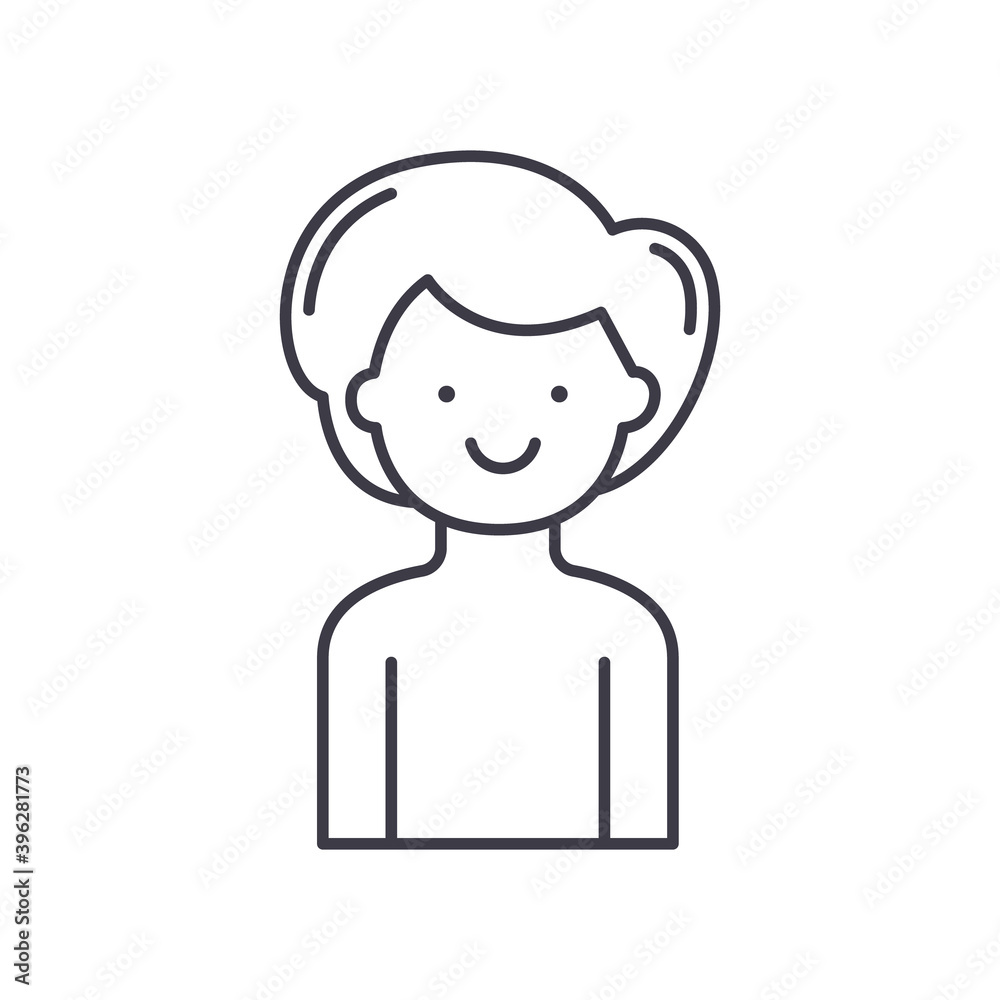 Hair style icon, linear isolated illustration, thin line vector, web design sign, outline concept symbol with editable stroke on white background. Hair style icon, linear isolated illustration, thin line vector, web design sign, outline concept symbol with editable stroke on white background.