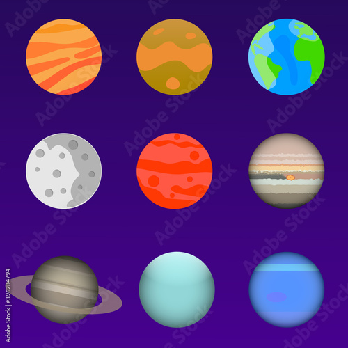 Planet set with moon