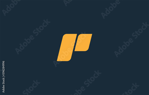 yellow color monogram alphabet letter p logo design