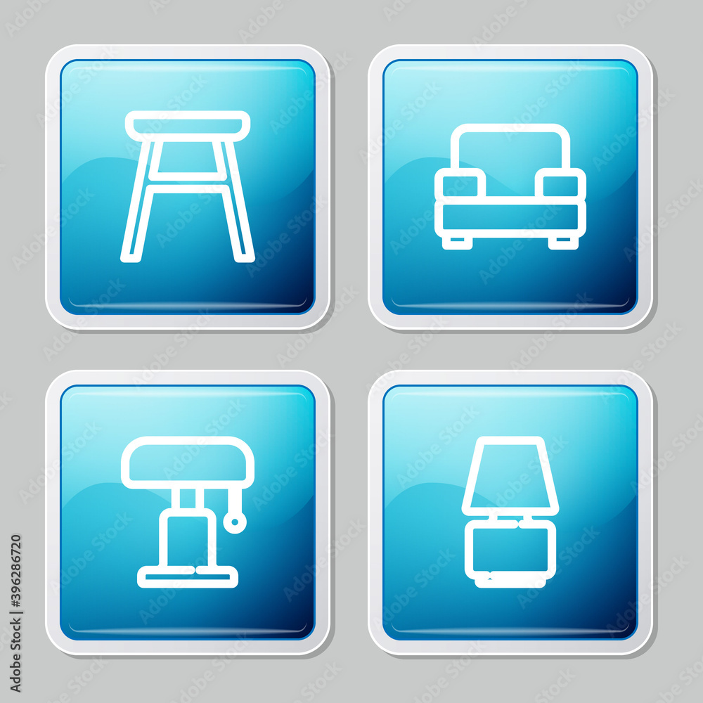 Set line Chair, Armchair, Table lamp and icon. Vector. Set line Chair, Armchair, Table lamp and icon. Vector.