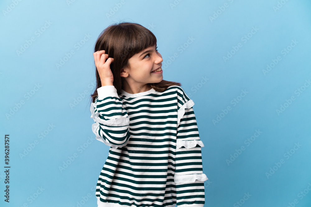 Little girl over isolated background thinking an idea Little girl over isolated background thinking an idea
