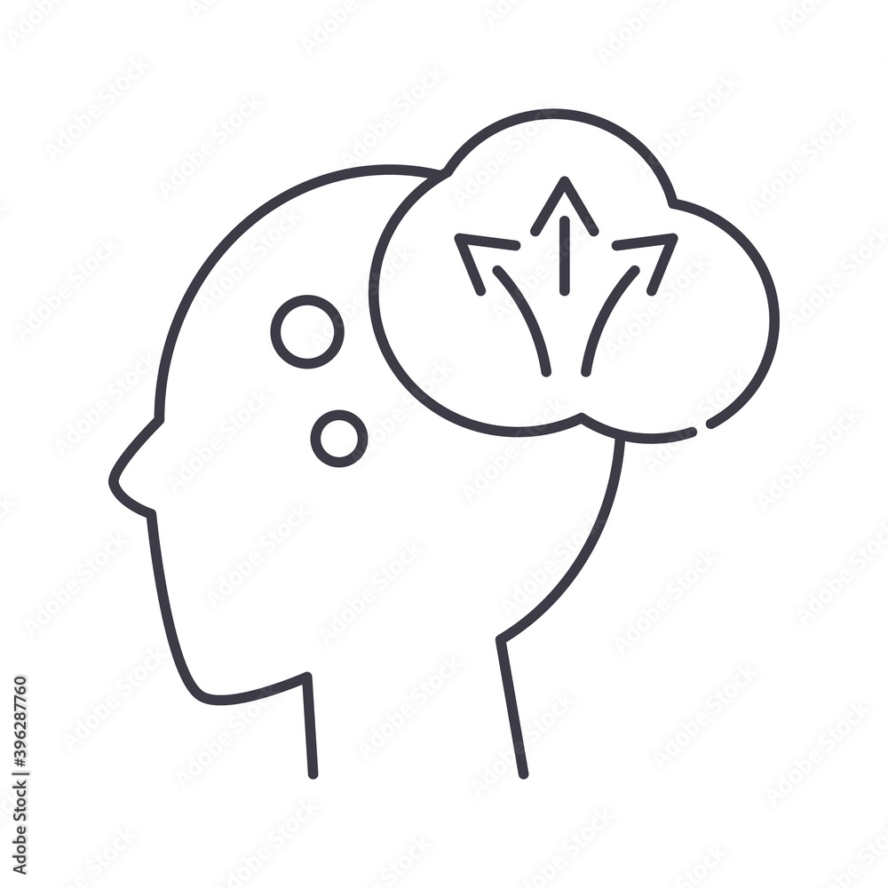 Hesitate mind icon, linear isolated illustration, thin line vector, web design sign, outline concept symbol with editable stroke on white background. Hesitate mind icon, linear isolated illustration, thin line vector, web design sign, outline concept symbol with editable stroke on white background.
