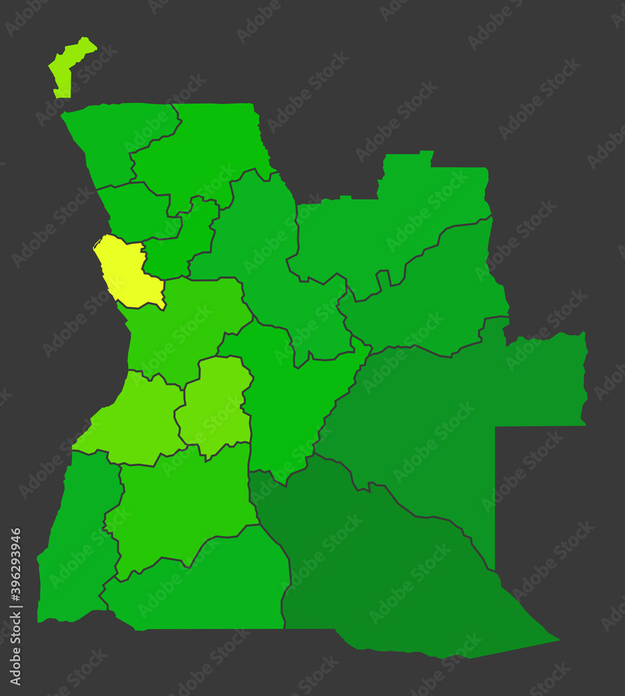 Angola population heat map as color density illustration