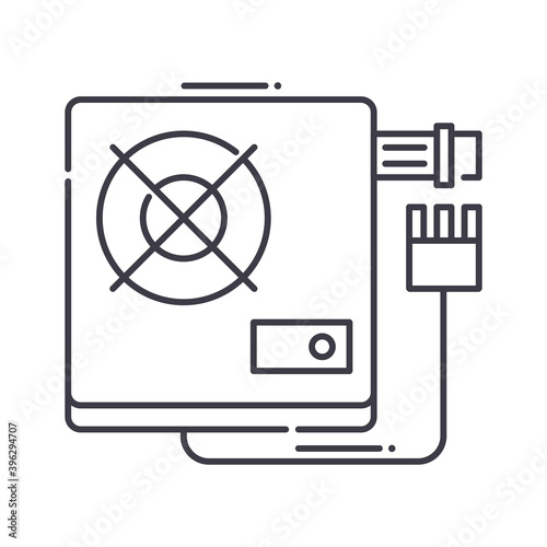Heat sink icon, linear isolated illustration, thin line vector, web design sign, outline concept symbol with editable stroke on white background.