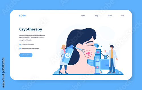 Dermatologist web banner or landing page set. Cryotherapy, dermatology