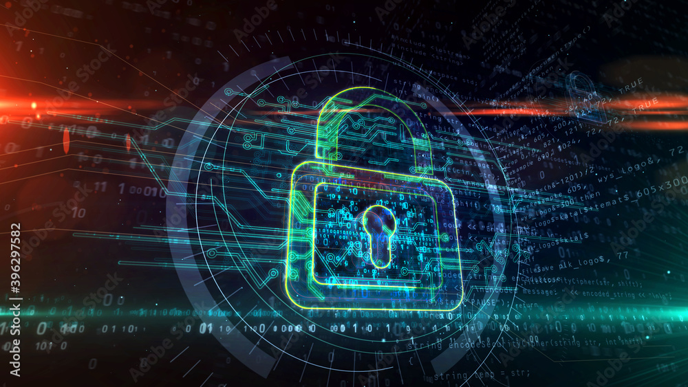 Fototapeta premium Padlock cyber security symbol abstract 3d illustration