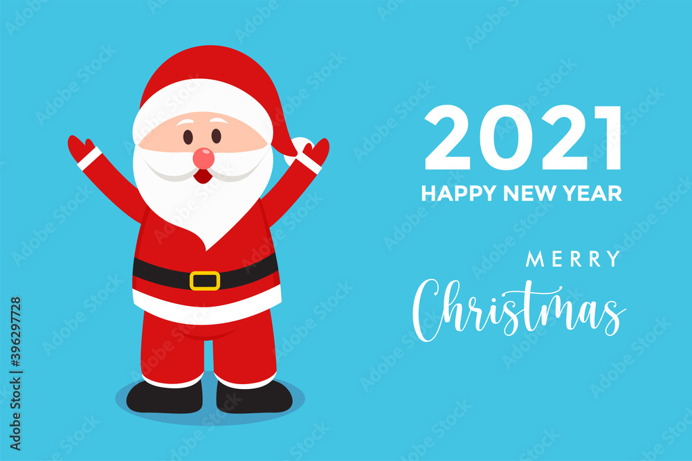 Merry Christmas and Happy New Year with cute Santa Merry Christmas and Happy New Year with cute Santa