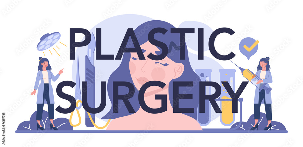 Plastic surgery typographic header. Idea of body and face correction.