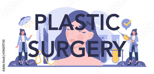 Plastic surgery typographic header. Idea of body and face correction.