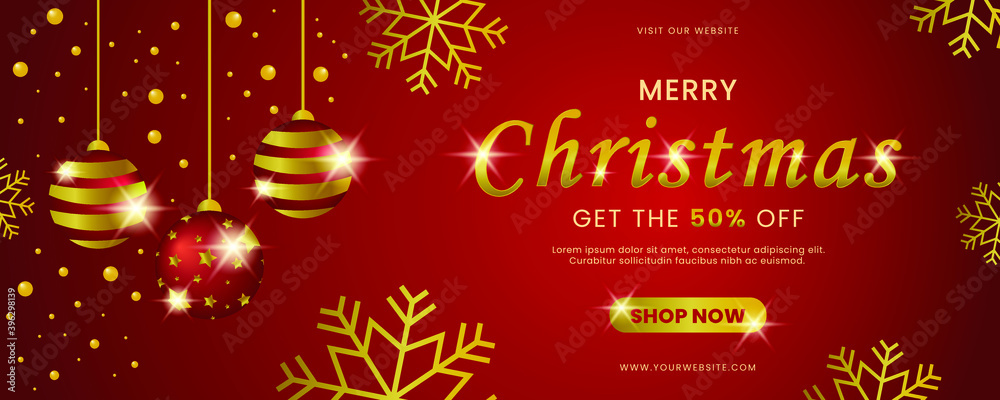 Naklejka premium Realistic christmas sale banner with attractive design vector