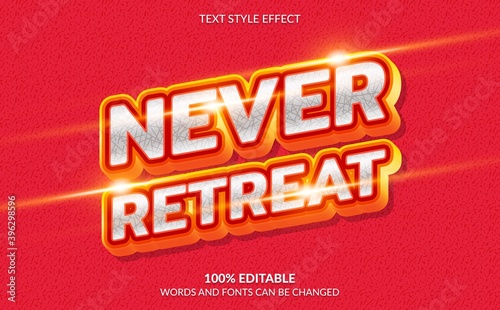 Editable text effect, Never Retreat Text Style photo