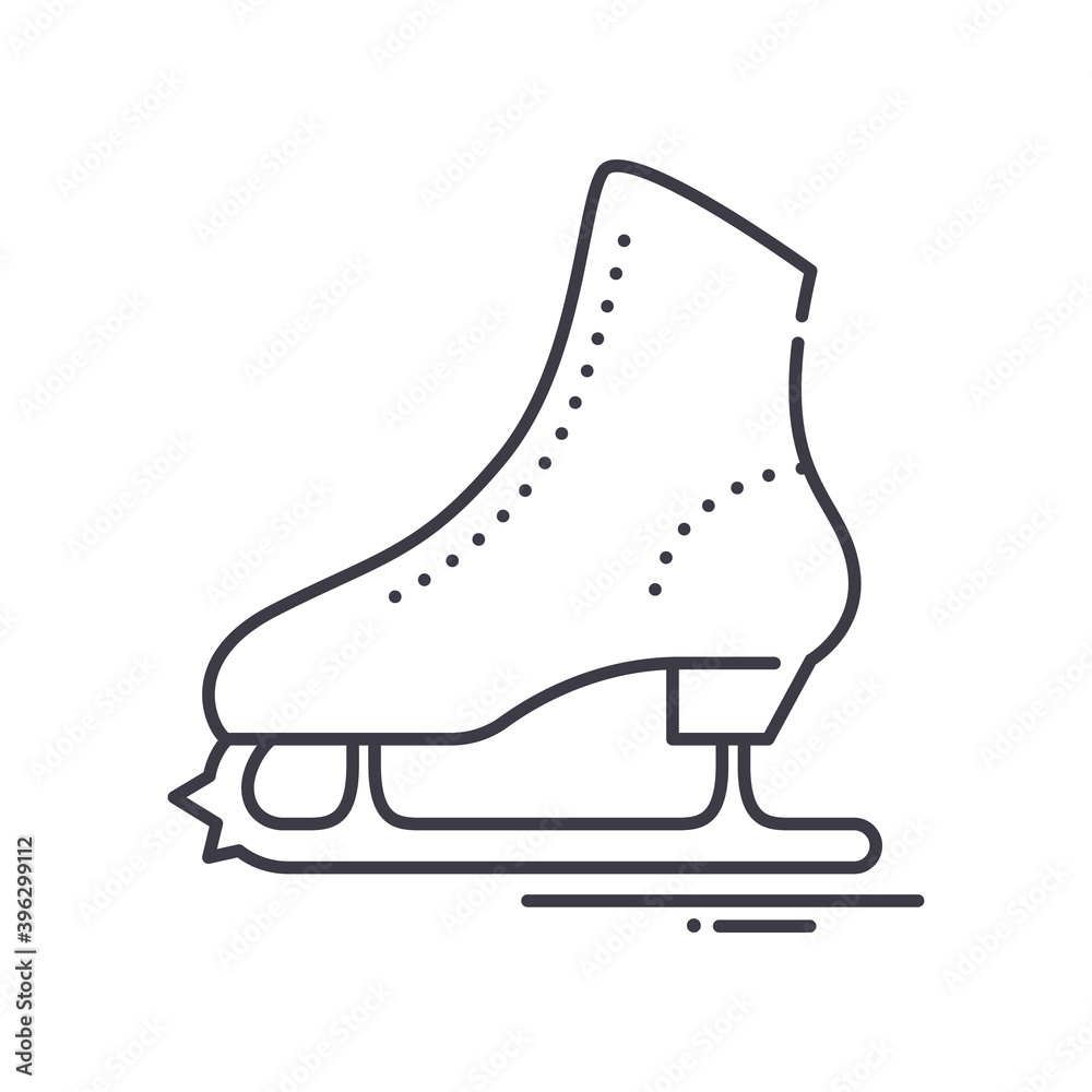 Ice skate icon, linear isolated illustration, thin line vector, web design sign, outline concept symbol with editable stroke on white background. Ice skate icon, linear isolated illustration, thin line vector, web design sign, outline concept symbol with editable stroke on white background.