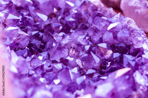Violet colored gemstone. Rock crystal mineral.