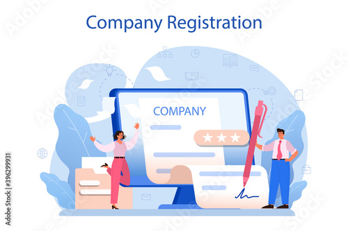 New company registration. Business start up form. Brand