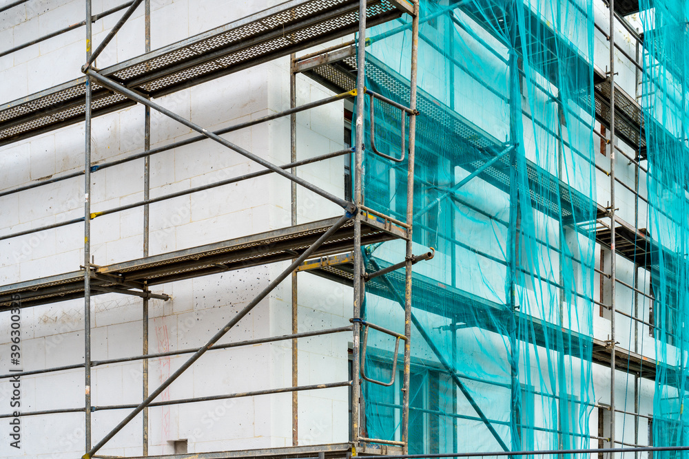 Old building under construction with scaffolds Old building under construction with scaffolds
