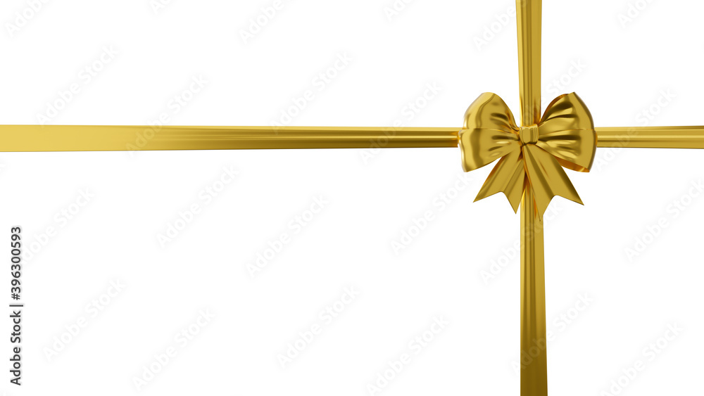 golden bow and cross strip ribbon composition in angle isolated on white background golden bow and cross strip ribbon composition in angle isolated on white background