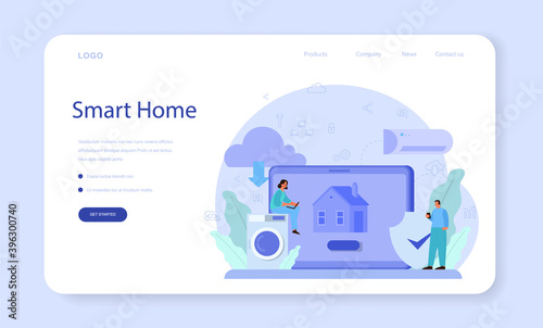 Internet of things web banner or landing page. Idea of cloud, technology