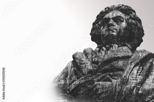 Obraz na płótnie statue von ludwig van beethoven vor weißem hintergrund