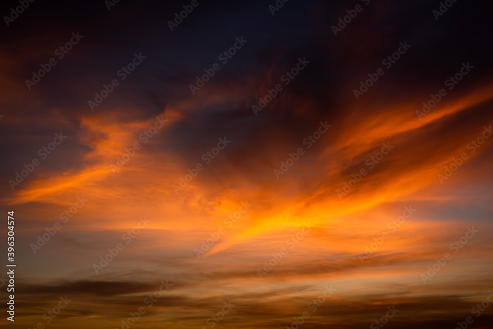 Texture of bright evening sky during sunset