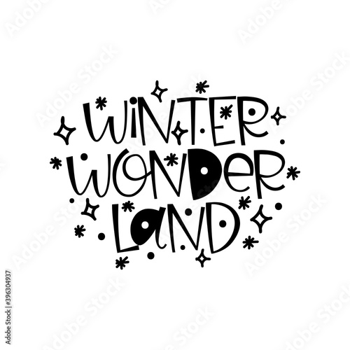 Winter Wonderland hand written lettering phrase