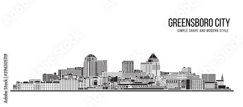 Cityscape Building Abstract Simple shape and modern style art Vector design - Greensboro city photo