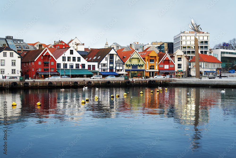 Guest harbour of Stavanger with old-style houses, Norway Guest harbour of Stavanger with old-style houses, Norway
