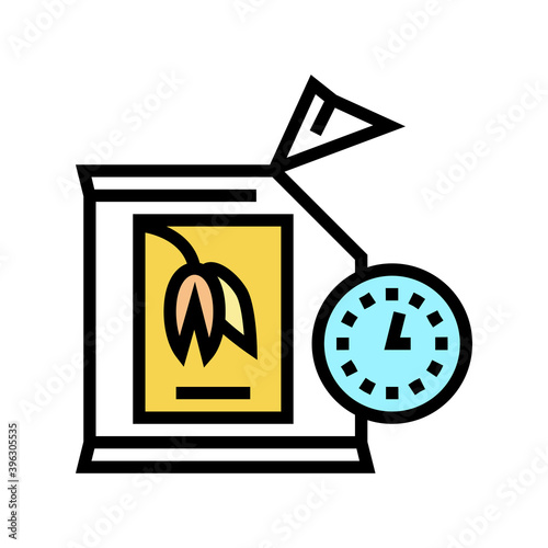 shelf life of oatmeal when opened bag color icon vector. shelf life of oatmeal when opened bag sign. isolated symbol illustration