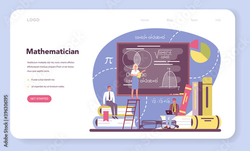 Mathematician web banner or landing page. Mathematician seek