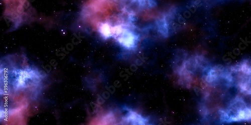 Image of space with colorful mist nebula and cluster of stars © Koxae