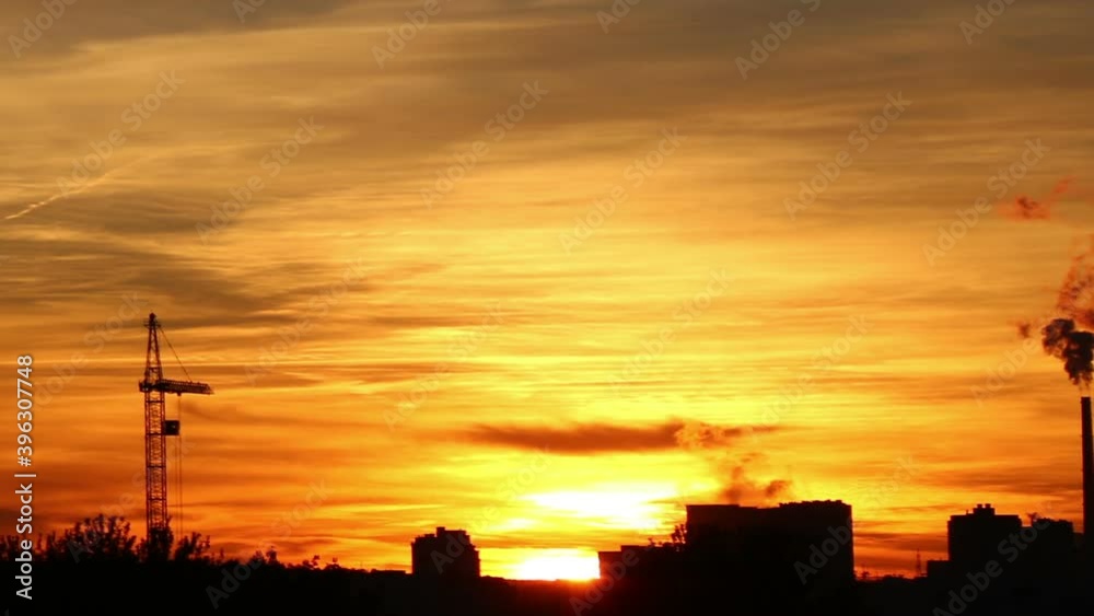 Beautiful sunset over city, time lapse Beautiful sunset over city, time lapse