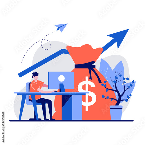 Passive income investment, rental activity concept with tiny character. Stock market investing, online monetization abstract vector illustration set. Remote job, freelance work metaphor