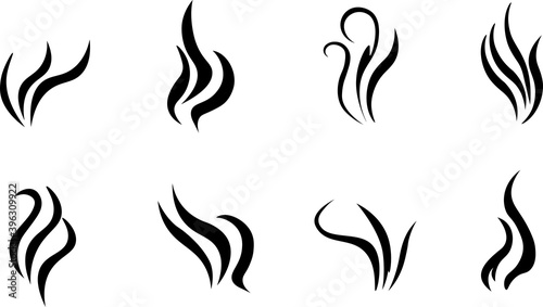 Smoke. Vector set of icons and symbols. Simple illustration isolated on white background. 