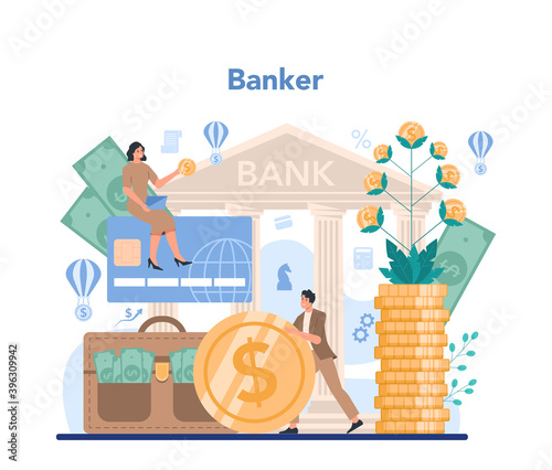 Banker or banking concept. Idea of finance income, money