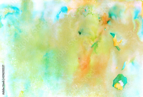 Creative watercolor paper texture with blurred colors and stains