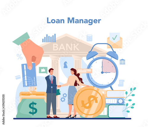 Loan manager concept. Bank employee that work with individual